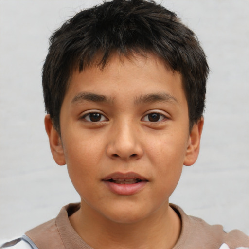 Neutral white child male with short  brown hair and brown eyes