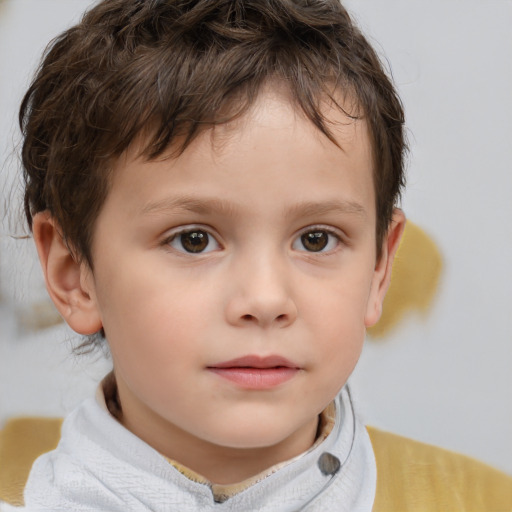 Neutral white child male with short  brown hair and brown eyes