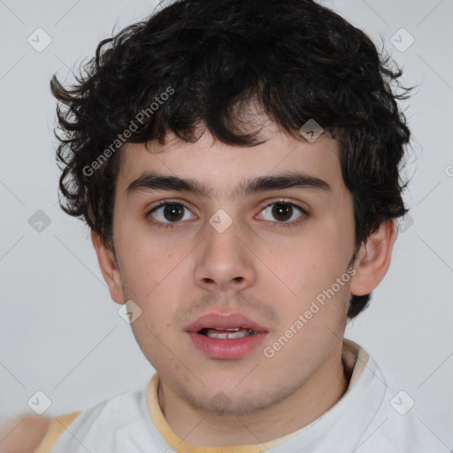 Neutral white child male with short  brown hair and brown eyes