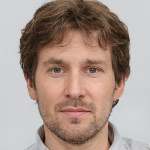 Neutral white adult male with short  brown hair and brown eyes