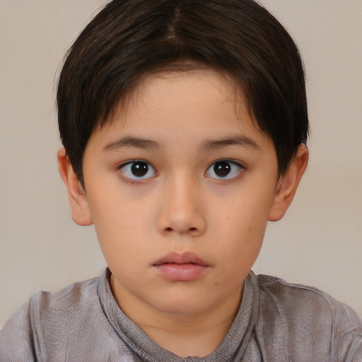 Neutral white child female with short  brown hair and brown eyes