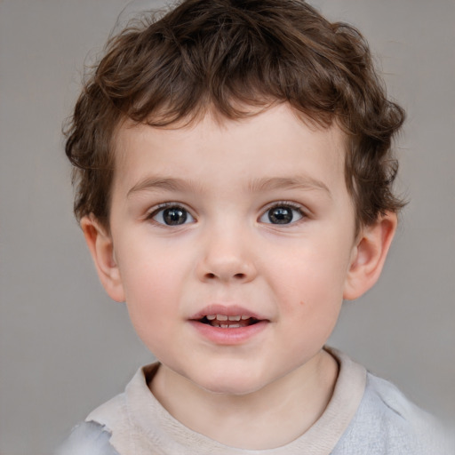 Neutral white child male with short  brown hair and brown eyes