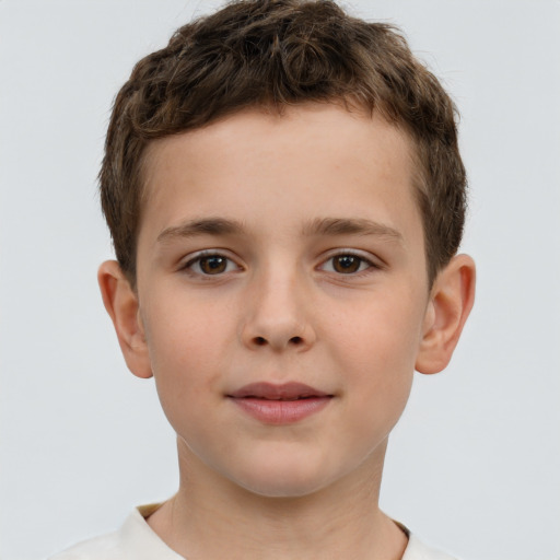 Neutral white child male with short  brown hair and brown eyes