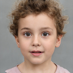 Neutral white child female with short  brown hair and brown eyes