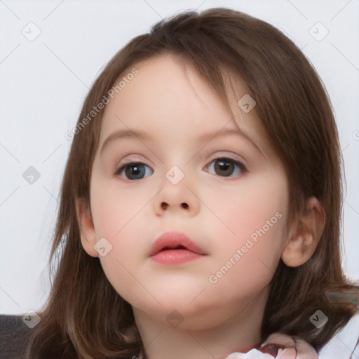 Neutral white child female with medium  brown hair and brown eyes