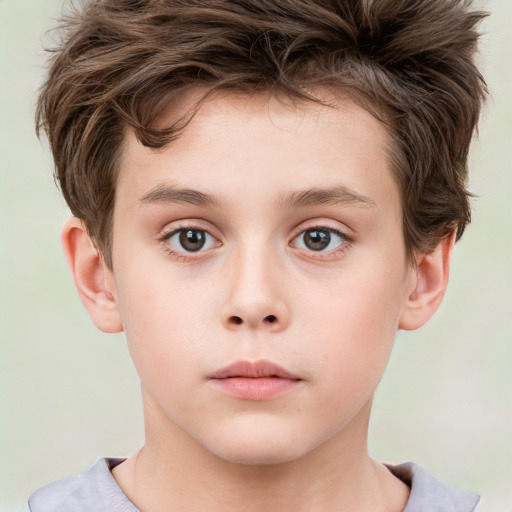 Neutral white child male with short  brown hair and brown eyes