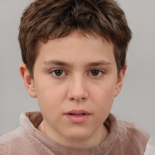 Neutral white child male with short  brown hair and brown eyes