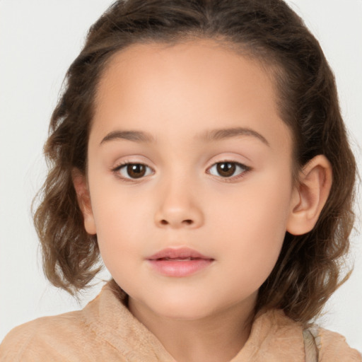 Neutral white child female with medium  brown hair and brown eyes