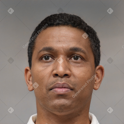 Neutral latino young-adult male with short  brown hair and brown eyes