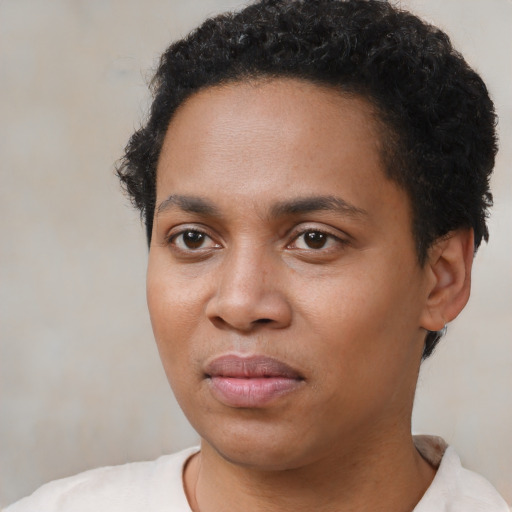 Neutral black young-adult male with short  brown hair and brown eyes