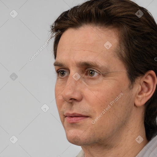 Neutral white adult male with short  brown hair and brown eyes