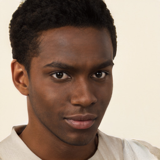 Neutral black young-adult male with short  brown hair and brown eyes