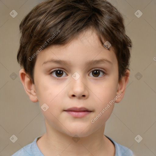 Neutral white child male with short  brown hair and brown eyes