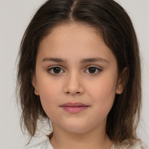 Neutral white child female with medium  brown hair and brown eyes