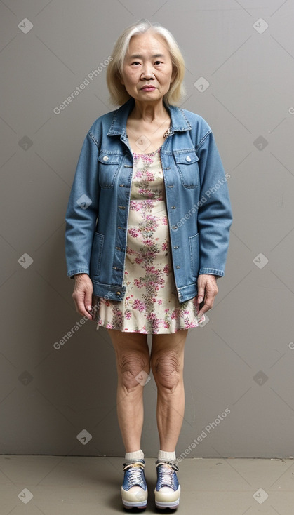 Taiwanese elderly female with  blonde hair