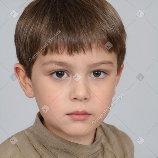 Neutral white child male with short  brown hair and brown eyes