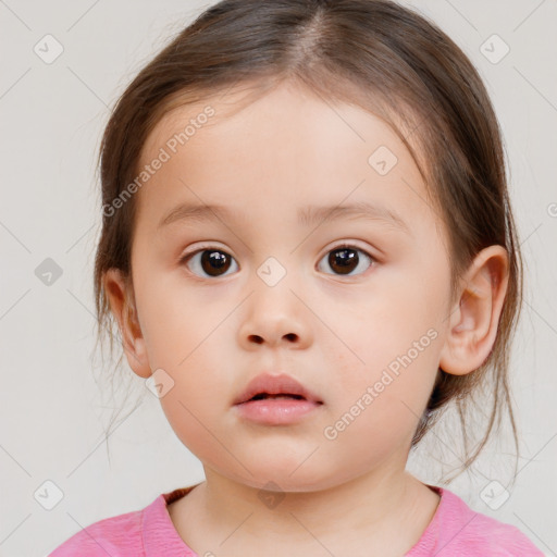 Neutral white child female with medium  brown hair and brown eyes