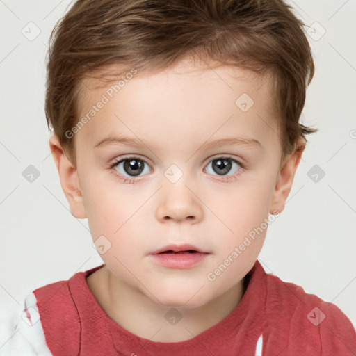 Neutral white child female with short  brown hair and brown eyes