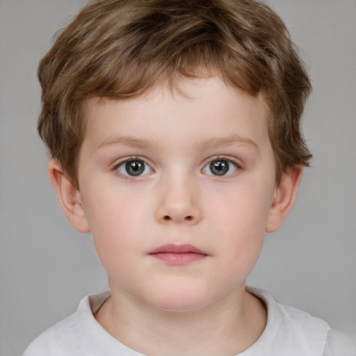 Neutral white child male with short  brown hair and brown eyes