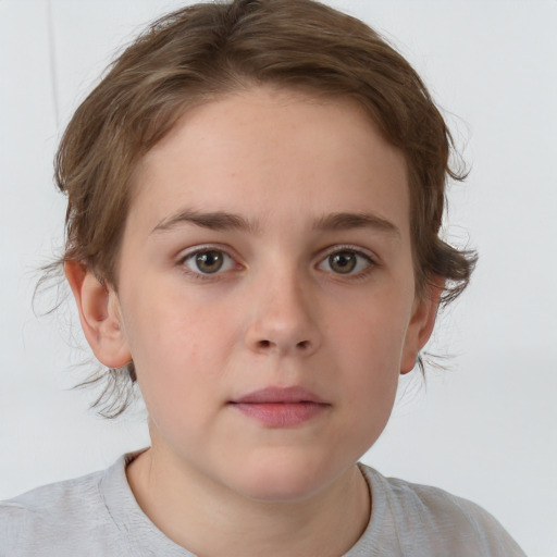 Neutral white young-adult female with short  brown hair and brown eyes