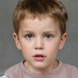 Neutral white child male with short  brown hair and brown eyes