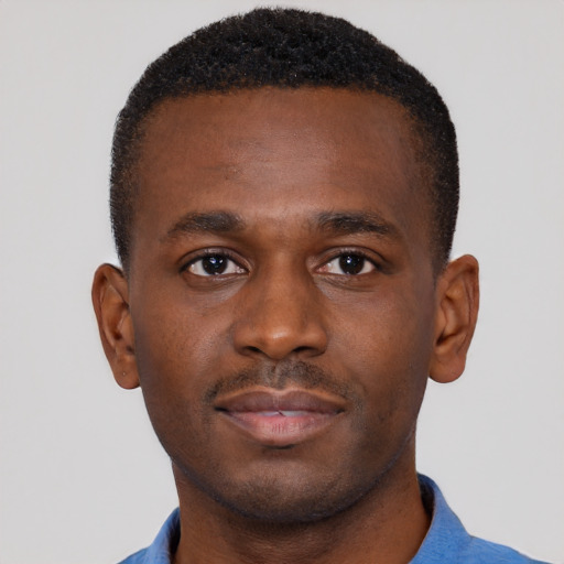 Neutral black young-adult male with short  brown hair and brown eyes