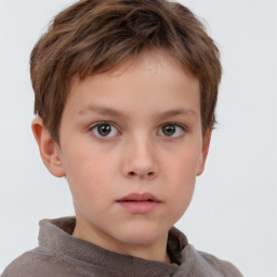 Neutral white child male with short  brown hair and brown eyes