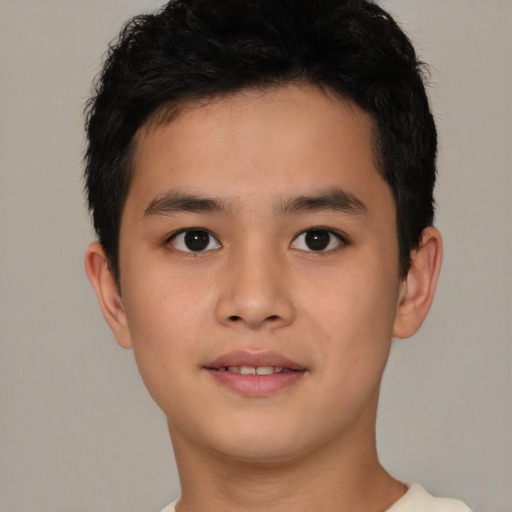 Neutral asian young-adult male with short  brown hair and brown eyes