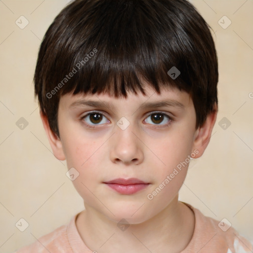 Neutral white child male with short  brown hair and brown eyes