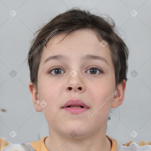 Neutral white child male with short  brown hair and brown eyes