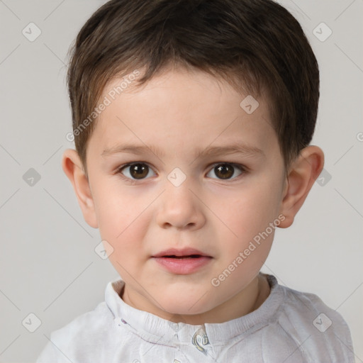 Neutral white child male with short  brown hair and brown eyes