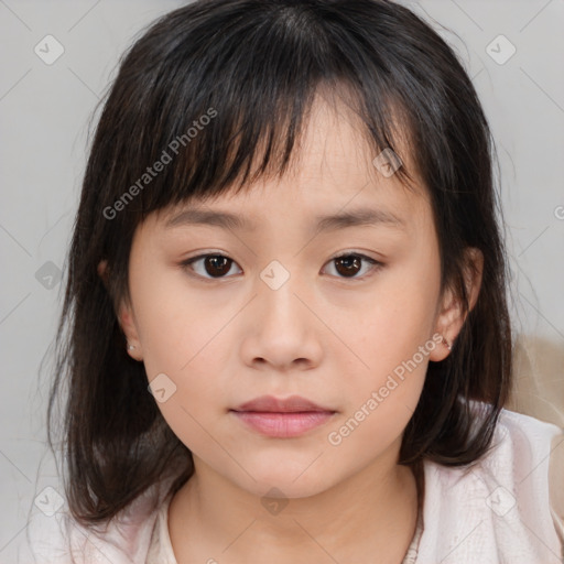 Neutral white child female with medium  brown hair and brown eyes