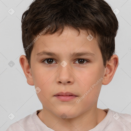 Neutral white child male with short  brown hair and brown eyes