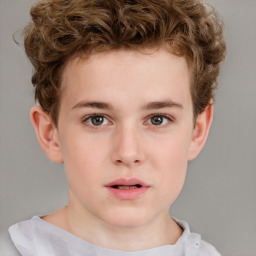 Neutral white child male with short  brown hair and brown eyes