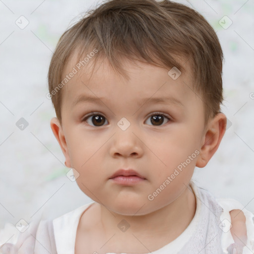 Neutral white child male with short  brown hair and brown eyes