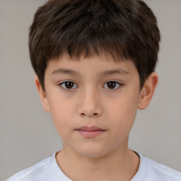 Neutral white child male with short  brown hair and brown eyes