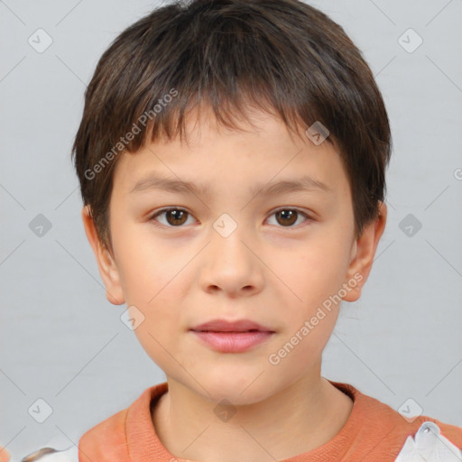 Neutral white child male with short  brown hair and brown eyes