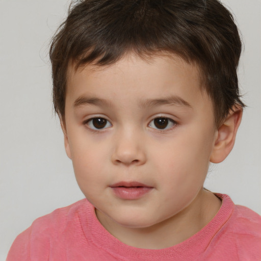 Neutral white child male with short  brown hair and brown eyes