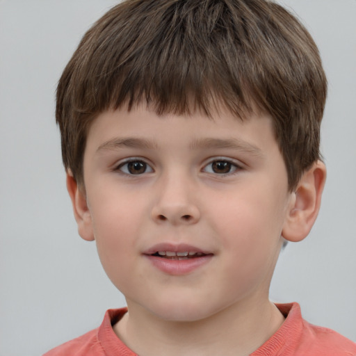 Neutral white child male with short  brown hair and brown eyes