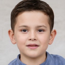 Neutral white child male with short  brown hair and brown eyes