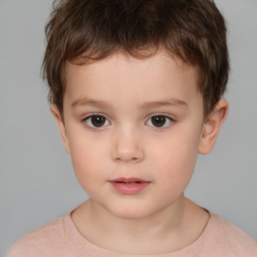 Neutral white child male with short  brown hair and brown eyes