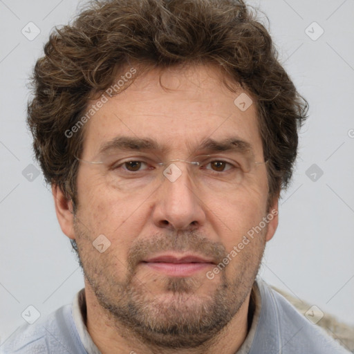 Neutral white adult male with short  brown hair and brown eyes