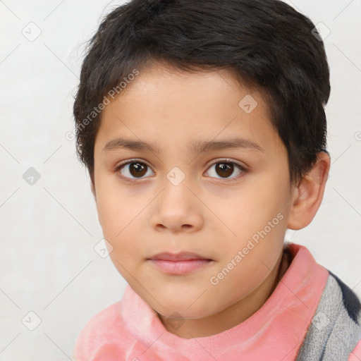 Neutral white child male with short  brown hair and brown eyes