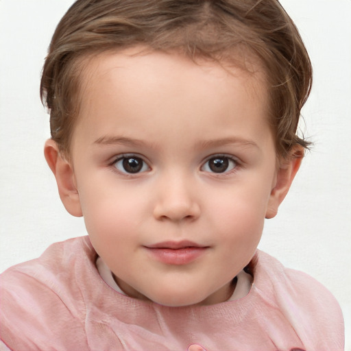 Neutral white child female with short  brown hair and blue eyes