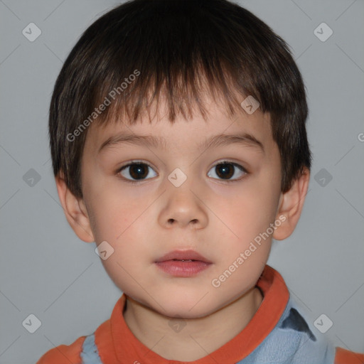 Neutral white child male with short  brown hair and brown eyes