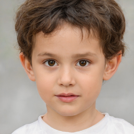 Neutral white child male with short  brown hair and brown eyes