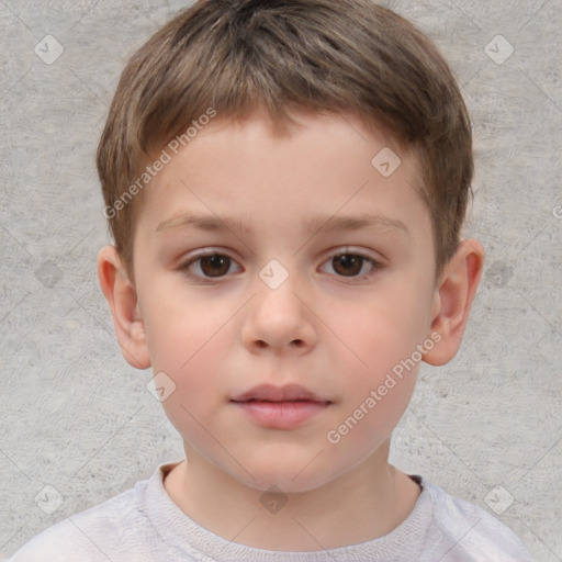 Neutral white child male with short  brown hair and brown eyes