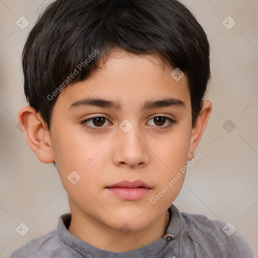 Neutral white child male with short  brown hair and brown eyes