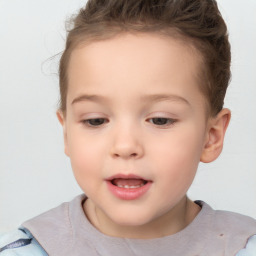 Neutral white child female with short  brown hair and brown eyes