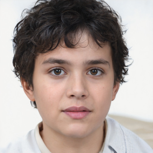 Neutral white child male with short  brown hair and brown eyes